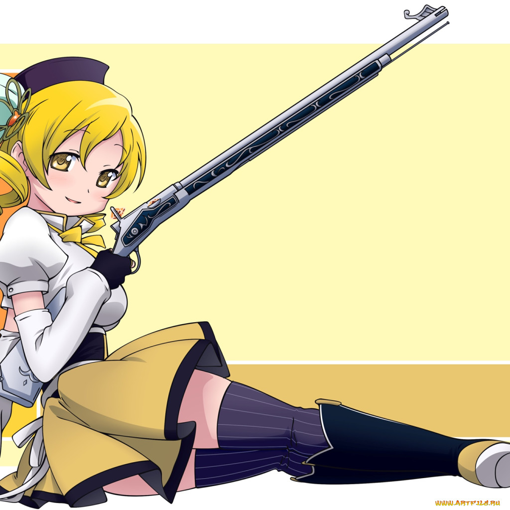 Обои Mami Tomoe Аниме Mahou Shoujo Madoka Magika, обои для рабочего стола,  фотографии mami, tomoe, аниме, mahou, shoujo, madoka, magika, девушка,  ружьё, ножки, magica Обои для рабочего стола, скачать обои картинки заставки